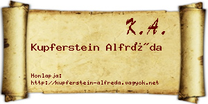 Kupferstein Alfréda névjegykártya